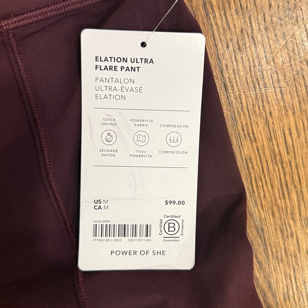 NEW with tags ATHLETA Elation Ultra Flare Pant M Medium Spiced Cabernet 791847 - Picture 7 of 8